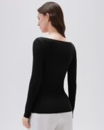 SUUKSESS Cloud Cashmere Women Boat Neck Fitted Long Sleeve Shirt Basic Knit Tops - Image 6