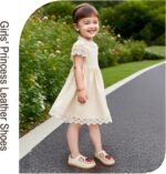 Toddler Girl Mary Jane Dress Leather Shoes, Little Girls Princess Ballet Flats - Image 3