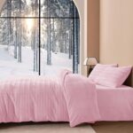 JELLYMONI Plush Duvet Cover Set - King Size Pink Striped Fuzzy Comforter Cover 3pcs Bedding Set Luxury Ultra Soft Faux Fur Duvet Cover & 2 Pillowcases (NO Comforter) - Image 4