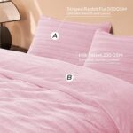 JELLYMONI Plush Duvet Cover Set - King Size Pink Striped Fuzzy Comforter Cover 3pcs Bedding Set Luxury Ultra Soft Faux Fur Duvet Cover & 2 Pillowcases (NO Comforter) - Image 5