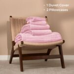JELLYMONI Plush Duvet Cover Set - King Size Pink Striped Fuzzy Comforter Cover 3pcs Bedding Set Luxury Ultra Soft Faux Fur Duvet Cover & 2 Pillowcases (NO Comforter) - Image 8