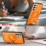 Compatible with Samsung Galaxy S25 Ultra 5G Phone Case and Tempered Glass Screen Protector Magnetic Ring Holder 360° Stand Kickstand S25Ultra 25S S 25 25Ultra 6.9 2025 Cover for Women Orange - Image 3