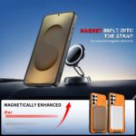 Compatible with Samsung Galaxy S25 Ultra 5G Phone Case and Tempered Glass Screen Protector Magnetic Ring Holder 360° Stand Kickstand S25Ultra 25S S 25 25Ultra 6.9 2025 Cover for Women Orange - Image 4