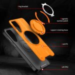 Compatible with Samsung Galaxy S25 Ultra 5G Phone Case and Tempered Glass Screen Protector Magnetic Ring Holder 360° Stand Kickstand S25Ultra 25S S 25 25Ultra 6.9 2025 Cover for Women Orange - Image 7