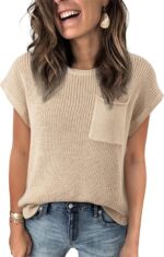 Dokotoo Women's Casual Short Sleeve Loose Tunic Tops Lightweight Knit Spring Pullover Sweater Blouses - Image 5