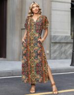 Zeagoo Summer Dresses for Women 2026 Maxi Dresses Vacation Sundress Short Sleeve Casual Sundresses Split Dress with Pockets - Image 3