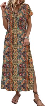 Zeagoo Summer Dresses for Women 2026 Maxi Dresses Vacation Sundress Short Sleeve Casual Sundresses Split Dress with Pockets - Image 7