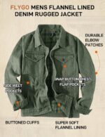 Flygo Mens Flannel Lined Denim Jacket Snap Cowboy Cut Western Classic Slim Fit Vintage Heavy Duty Jacket Trucker Coat - Image 5