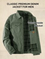 Flygo Mens Flannel Lined Denim Jacket Snap Cowboy Cut Western Classic Slim Fit Vintage Heavy Duty Jacket Trucker Coat - Image 6