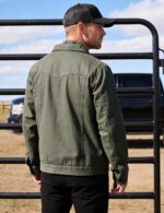 Flygo Mens Flannel Lined Denim Jacket Snap Cowboy Cut Western Classic Slim Fit Vintage Heavy Duty Jacket Trucker Coat - Image 7