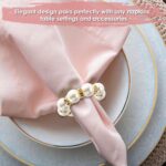 120 Pcs Gold Napkin Rings, Imitation Pearl Napkin Ring Set, Disposable White & Gold Beaded Napkins Rings for Wedding Party Home Reunion Table Decorations - Image 7