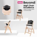 Abiie Beyond Junior Wooden High Chair with Tray - Adjustable and Convertible High Chair for Babies and Toddlers - 6 Months to 250 Lb - Water Resistant - Natural Wood/Black Pearl Cushion - Image 7