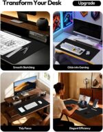 YSAGi Leather Desk Protector, Office Mat, Large Mouse Mat, Non-Slip PU Leather Blotter, Laptop Desk Mat, Waterproof Writing Pad for Office and Home (Black, 31.5" x 15.8") - Image 3