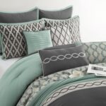 Stratford Park Geometirc Queen Blue Grey Comforter Set, 10 Piece, Jacquard Bedding Comforters & Sets, Bedskirt, Pillows & Shams, - Image 4