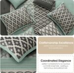 Stratford Park Geometirc Queen Blue Grey Comforter Set, 10 Piece, Jacquard Bedding Comforters & Sets, Bedskirt, Pillows & Shams, - Image 7