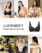 LUCKMEEY Bras for Women No Underwire Wireless Bras Removable Straps (U/Halter/Cross) Push Up Seamless T-Shirt Bra - Image 6
