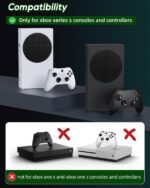 Cooling Stand & Charging Station for Xbox Series S with RGB Light Strip,Dual Controller Charger & Cooler Fan for XSS Console Accessories with 2*1400mAH Rechargeable Battery Pack,1*Headphone Hook,White - Image 3