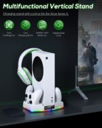 Cooling Stand & Charging Station for Xbox Series S with RGB Light Strip,Dual Controller Charger & Cooler Fan for XSS Console Accessories with 2*1400mAH Rechargeable Battery Pack,1*Headphone Hook,White - Image 9