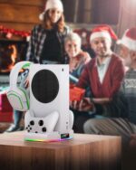 Cooling Stand & Charging Station for Xbox Series S with RGB Light Strip,Dual Controller Charger & Cooler Fan for XSS Console Accessories with 2*1400mAH Rechargeable Battery Pack,1*Headphone Hook,White - Image 10