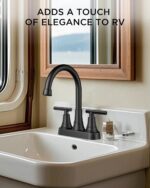 FORIOUS Matte Black Bathroom Faucets, 4 Inch Centerset Bathroom Sink Faucet 2 or 3 Hole with Pop up Drain and cUPC Hose, Two Handles Control, 360° spout for Restroom,Vanity, RV - Image 7