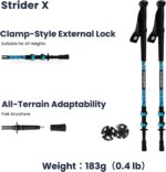 Strider X Carbon Fiber Trekking Poles – Adjustable Lightweight Hiking Poles with Quick Lock, Compact for Backpacking, Camping & Travel – Glacial Wave - Image 3