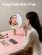 YSAGi Leather Desk Protector, Office Mat, Large Mouse Mat, Non-Slip PU Leather Blotter, Laptop Desk Pad, Waterproof Writing Pad for Office and Home (Light Pink, 31.5" x 15.8") - Image 5