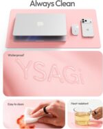 YSAGi Leather Desk Protector, Office Mat, Large Mouse Mat, Non-Slip PU Leather Blotter, Laptop Desk Pad, Waterproof Writing Pad for Office and Home (Light Pink, 31.5" x 15.8") - Image 9