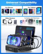 MSTJRY Charging Station for Multiple Devices : 6 Port USB Charger Stations - Family Multi-Device Organizer Charging Dock - Designed for iPhone iPad Android Cell Phone Tablet and Electronic, Black - Image 7