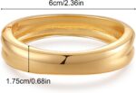 Gold Plated Chunky Bracelets for Women-Gold Open Bangle Cuff Waterproof Birthday Mother's Day Valuntine's Day Christmas Gifts - Image 3