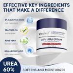 Urea Cream 60 Percent for Feet Maximum Strength, Urea Cream 60% Plus Salicylic Acid 2%, Foot & Hand Cream for Dry Cracked - Image 3