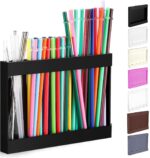 Acrylic Straw Holder for Cabinet Door with Double Sided Adhesive Tape Reusable Straw Organizer Tumbler Storage Kitchen Accessories Container for Counter Cupboard(Classic,Large,Black) - Image 2