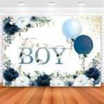 Avezano It's a Boy Baby Shower Backdrop Blue Floral Baby Shower Party Decorations Banner Cake Table Decorations for Kids 7 x 5 ft - Image 2