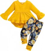 Baby Girl Clothes Infant Toddler Girl Outfit Long Sleeve Shirts Top Rufffle Pants Little Girls Clothes - Image 2