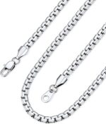 Bandmax Solid Stainless Steel 2MM/4MM/6MM/8MM Flat Box Link Chains for Men Women Silver/Gold/Black Rolo Cable Chain Necklaces Length 14"-30", Gift Packed - Image 2