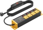 CCCEI Heavy Duty Surge Protector Power Strip 20 Amp Individual Switches. Industrial GFCI Multiple Outlets Extender 12 Gauge 6 FT Extension Cord. Yellow High-Amp 4 Plugs for Shop Garage Kitchen. - Image 2