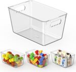 Clear Pantry Organizer Bins, Plastic Organizers & Storage Containers, Cabinet Organizer, Home Organization Must Haves for Kitchen, Laundry Room, Office, Closet & Freezer (4 Pack) - Image 2