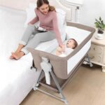 Cowiewie Bassinet Bedside Sleeper, Baby Bassinet with 7 Adjustable Height, Bedside Bassinet for Baby with Storage, Breathable Mesh & Mattress, Portable Bassinet Easy Folding (Baby Brown) - Image 2