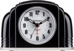 Crosley Vintage Art Deco Analog Alarm Clock, Quiet Ticking, Automatic Dimmable Smart Light, Simple Controls, (Black) - Image 2