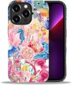 DAIZAG Phone Case Compatible with iPhone 13 Pro Max,Pink Sea Creature Turtle Mixed 2 Layer Soft Silicone+Hard PC Ddouble Protection Ultra-Thin Phone Case for iPhone 13 Pro Max - Image 2