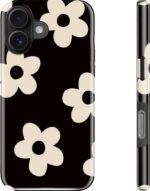 DEENAKIN for iPhone 16 Case - Wireless Charging Compatible - Dual-Layer Hard Shell & Silicone Cover - Shockproof Protective Phone Case with Trendy Cute Designs for Women - Elegant Ivory Flower - Image 2