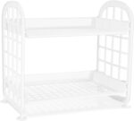 Desktop Rack Cosmetic Stationery Storage Holder, 2-Tier Multifunctional Plastic Shelf Makeup Organizer for Skincare Office Kitchen Bedroom Bathroom Home (White) - Image 2