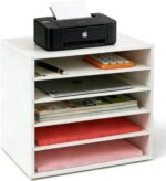 EMERIT Paper Organzier Wood Desktop Organizer Storage Letter Tray File Sorter with Adjustable Shelves for Home Office - Image 2