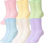 Eocom Girls Socks Little Kids Crew Socks Cotton Cute Youth Dress Socks 6 Pairs - Image 2
