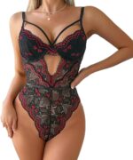 FYMNSI Women's Sexy Bustier Cami Bodysuit One Piece Shapewear Lingerie Lace Teddy Babydoll Leotards Romper Underwear - Image 2