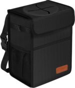 Femuar Leak Proof Car Trash Can with Lid - Waterproof Automotive Garbage Bin for SUVs, Collapsible and Portable Car Trash Bag, Black - Image 2