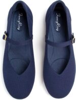 Flats for Women Mary Jane Shoes Knit Round Toe Ballet Flats with Strap Womens Comfortable Work Flat - Image 2