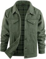 Flygo Mens Flannel Lined Denim Jacket Snap Cowboy Cut Western Classic Slim Fit Vintage Heavy Duty Jacket Trucker Coat - Image 2