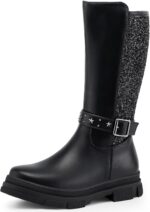 Girls Black Boots Fashion Knee High Booties for Toddler/Little Kids - Image 2