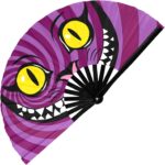 GloFX Large Hand Fan - Alice in Wonderland Cheshire Cat Fan - Bamboo Folding Fans for Rave Accessories and Festival Essentials - Image 2