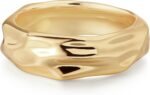 Gold Rings for Women Trendy 14K Gold Plated Dainty Band Stackable Chunky Rings Minimalist Finger Jewelry Gifts Size US6-8 - Image 2